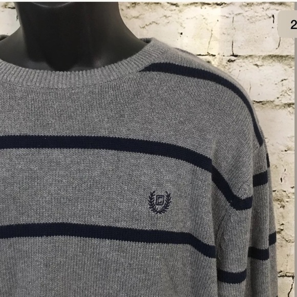 Chaps Blue Gray Striped Sweater - Picture 2 of 5